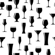 Alcoholic Glass Silhouette Seamless Pattern Background Vector Il N3