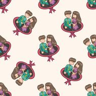 Valentine&#039;s day couple cartoon seamless pattern background N10