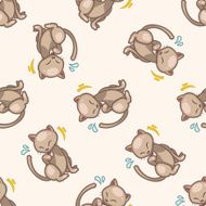 cat cartoon seamless pattern background N22