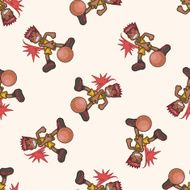 basketball player cartoon seamless pattern background N3