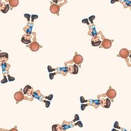 basketball player cartoon seamless pattern background N4