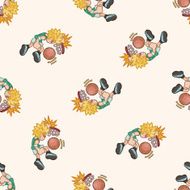 basketball player cartoon seamless pattern background N5