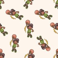 basketball player cartoon seamless pattern background N6