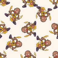 basketball player cartoon seamless pattern background N7