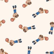 basketball player cartoon seamless pattern background N8