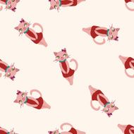 cat cartoon seamless pattern background N28