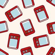 Home appliances theme microwave cartoon seamless pattern background N9
