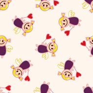 angel cartoon seamless pattern background N51