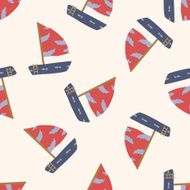 Transportation boat cartoon seamless pattern background N46