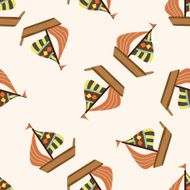 Transportation boat cartoon seamless pattern background N51