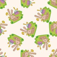 easter rabbit cartoon seamless pattern background N19