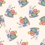 easter rabbit cartoon seamless pattern background N20
