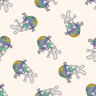 easter rabbit cartoon seamless pattern background N24