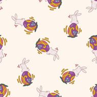 easter rabbit cartoon seamless pattern background N25