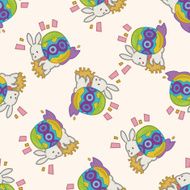 easter rabbit cartoon seamless pattern background N26