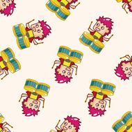 band member drummer cartoon seamless pattern background N6