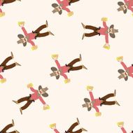 cowboy cartoon seamless pattern background N22
