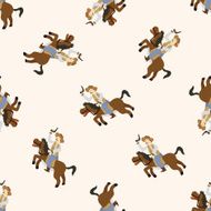 cowboy cartoon seamless pattern background N24