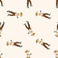 cowboy cartoon seamless pattern background N26