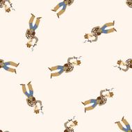 cowboy cartoon seamless pattern background N27