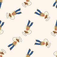 cowboy cartoon seamless pattern background N28