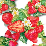 Seamless pattern of watercolor strawberries