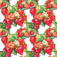 Seamless pattern of watercolor strawberries N2