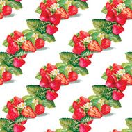 Seamless pattern of watercolor strawberries N3