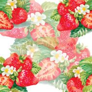 Seamless pattern of watercolor strawberries N5