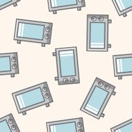 Kitchenware microwave oven cartoon seamless pattern background N4