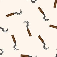 gardening sickle cartoon seamless pattern background N5