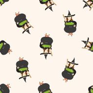 witch cartoon seamless pattern background N12