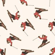 Extreme Sports cartoon seamless pattern background N48