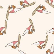 Extreme Sports cartoon seamless pattern background N51