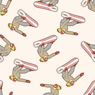 Extreme Sports cartoon seamless pattern background N53