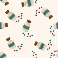 pills cartoon seamless pattern background