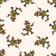 cowboy cartoon seamless pattern background N30