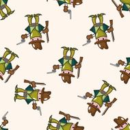 cowboy cartoon seamless pattern background N31