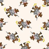 cowboy cartoon seamless pattern background N32