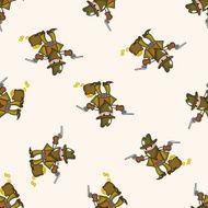 cowboy cartoon seamless pattern background N33