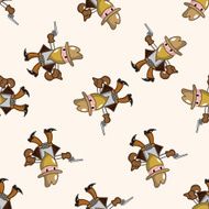 cowboy cartoon seamless pattern background N34