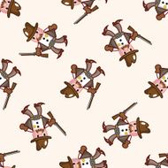 cowboy cartoon seamless pattern background N35