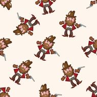 cowboy cartoon seamless pattern background N36