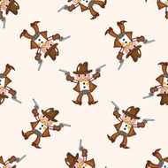cowboy cartoon seamless pattern background N37