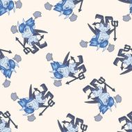bizarre monster cartoon seamless pattern background N30