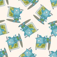 bizarre monster cartoon seamless pattern background N32