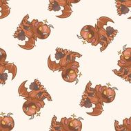 bizarre monster cartoon seamless pattern background N33