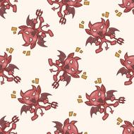 bizarre monster cartoon seamless pattern background N34