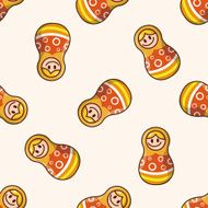 Matryoshka Russian traditional wooden doll cartoon seamless pattern background N47