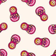 Matryoshka Russian traditional wooden doll cartoon seamless pattern background N49